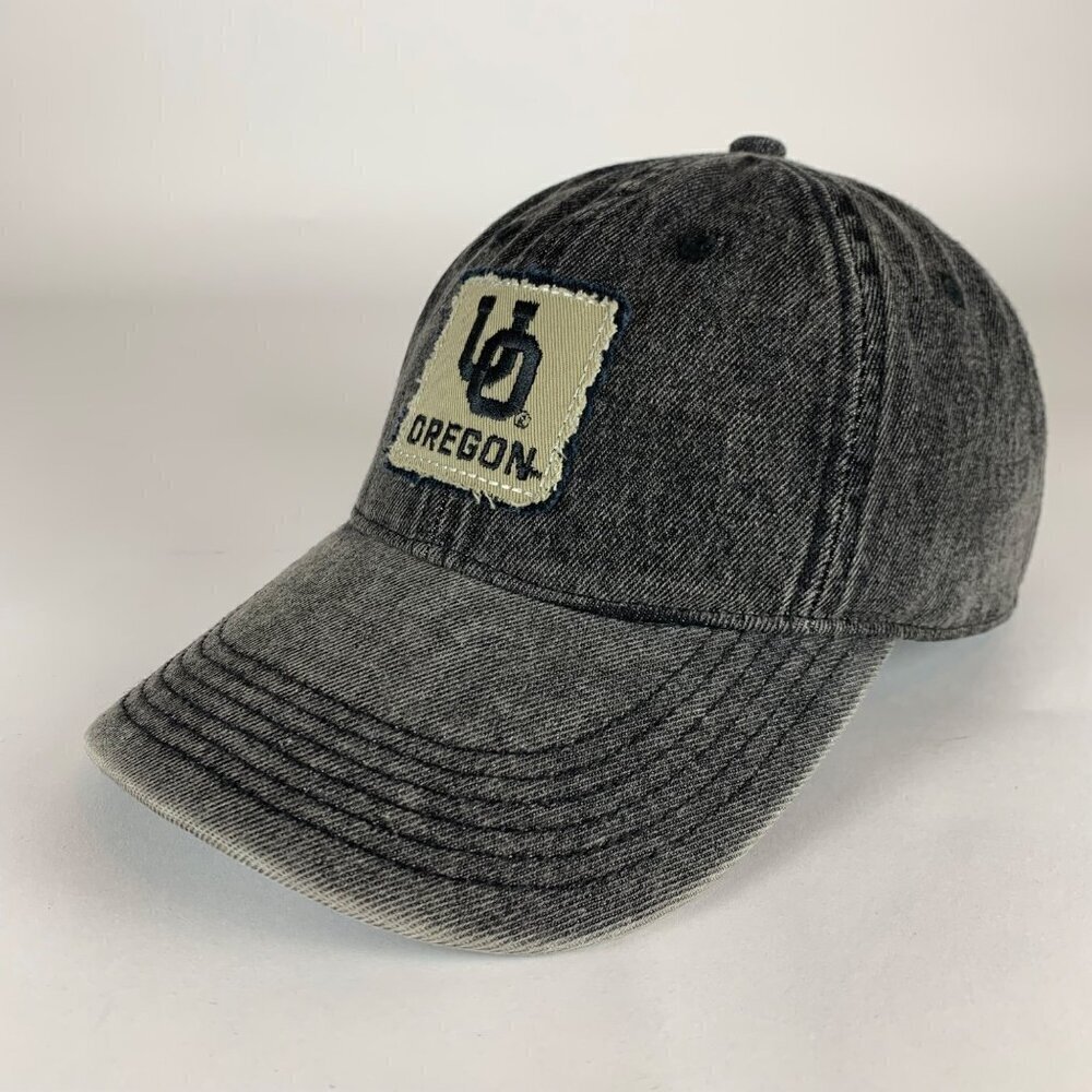 Oregon Ducks NCAA Black Denim Richardson Relaxed Fit Strapback Adjustable Hat